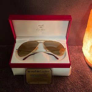 AUTHENTIC & Rare Cartier Vendôme Santos Aviator gold sunglasses